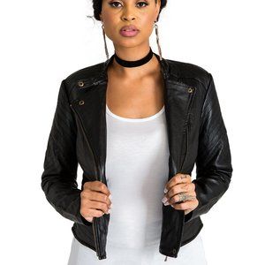 Miss Halladay Women's Leather Moto Jacket NWT